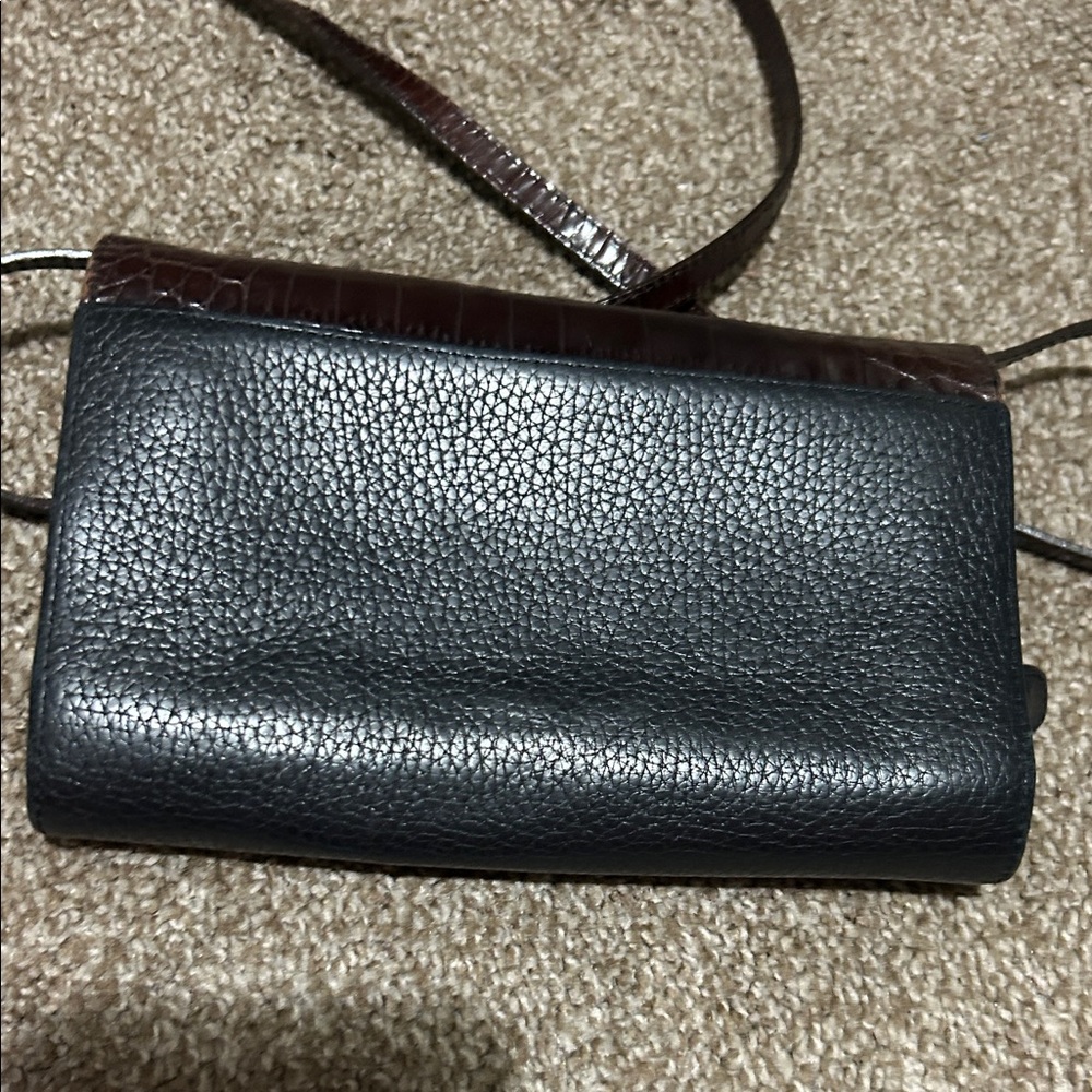 Brighton Two-Toned Crocodile Embossed Leather Brown & Black Crossbody Bag - Picture 7 of 9